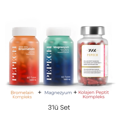 Bromelain Kompleks + Magnezyum + Kolajen Peptit Kompleks (3'lü Set)